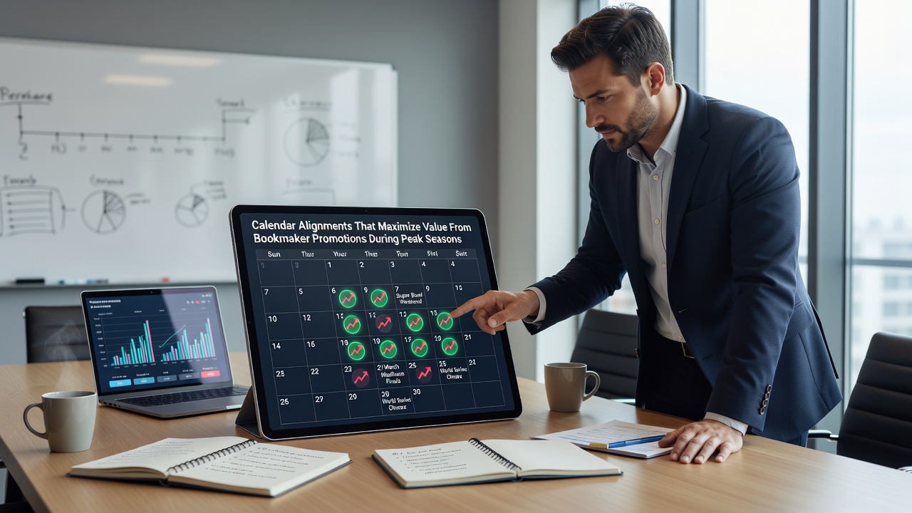Sports calendar overlay with highlighted promotional periods and event clusters