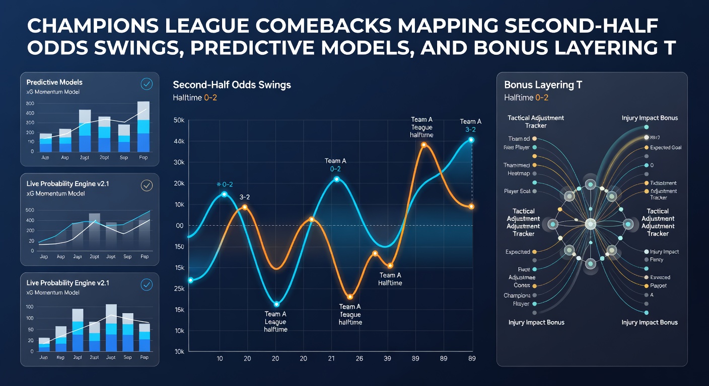 Graph showing Champions League second-half odds swings with peaks during famous comeback matches