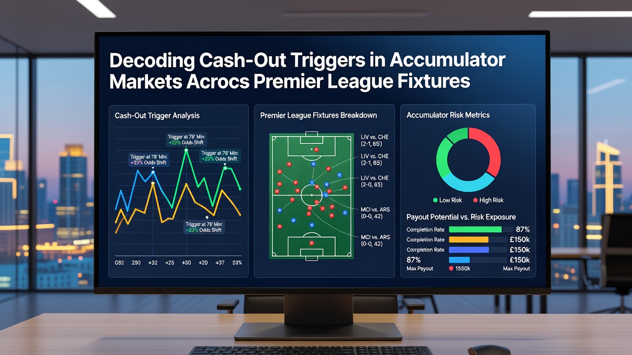 Data visualization of cash-out trends in Premier League accumulators with timeline graphs