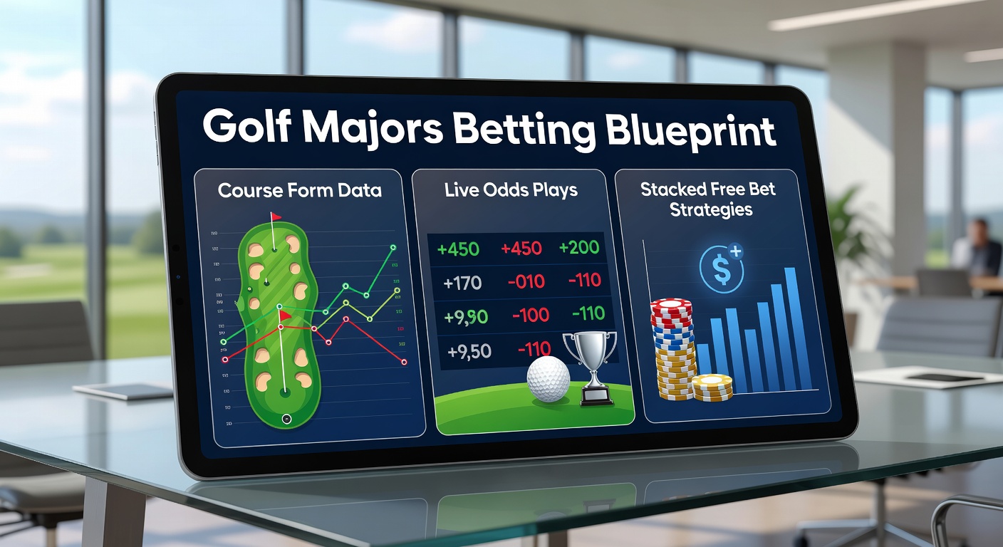 Dynamic golf leaderboard displaying live odds fluctuations during a major championship round, with graphs showing player momentum