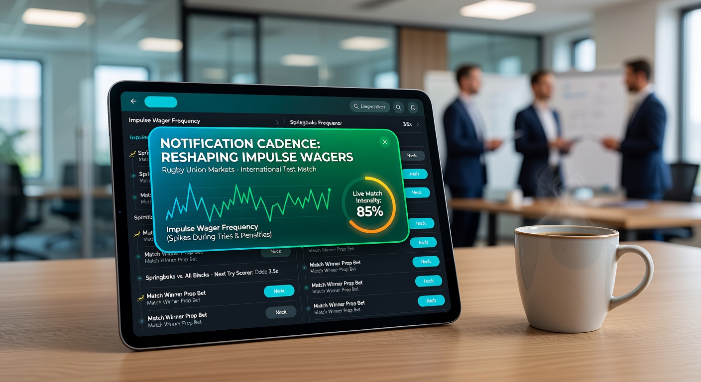 Analytics dashboard displaying notification timing effects on rugby union wager volumes