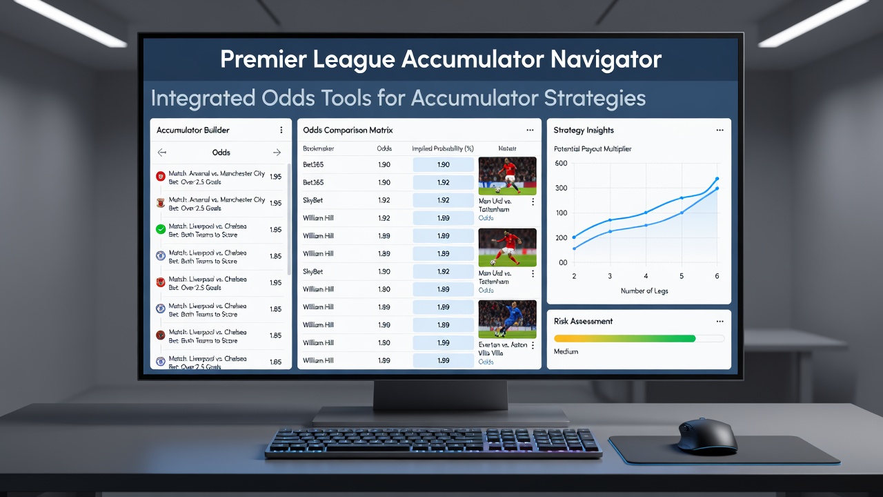Digital dashboard displaying integrated Premier League odds for accumulator construction