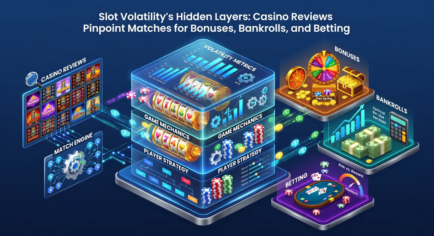 Casino review dashboard displaying slot volatility ratings, bonus wagering charts, and bankroll management graphs for optimal player matching