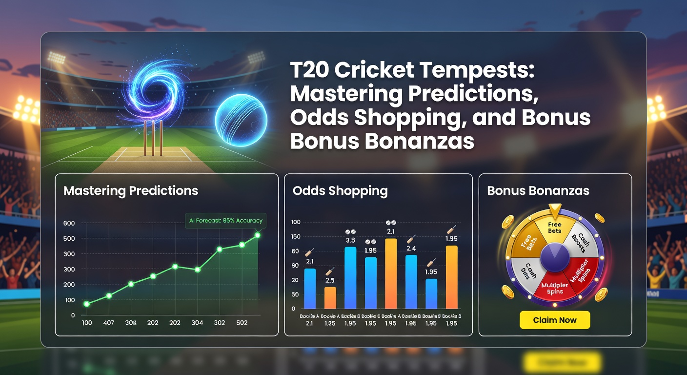 Close-up of a bookmaker's odds board displaying fluctuating T20 lines, with bonus icons highlighting promotions amid cricket highlights